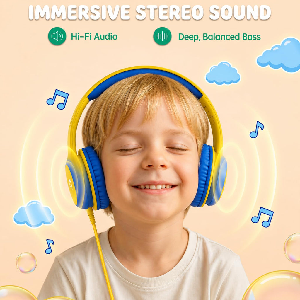 ADOOPE Wired Kids Headphones with USB C Plug, 85dB Safe Volume, Adjustable Headband, Tangle-Free Cord Headphones for School, Tablet, Travel (Light Purple & Pink, Without Microphone)