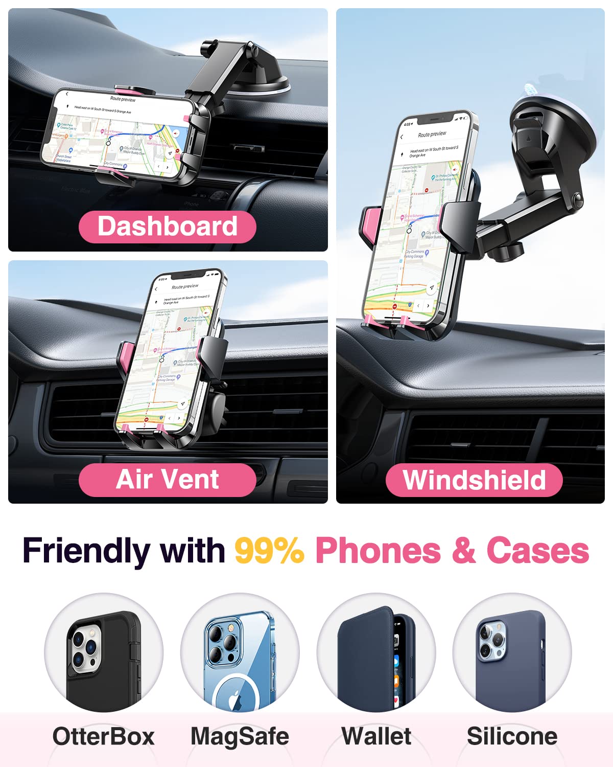 VANMASS【85+LBS Strongest Suction & Military-Grade Ultimate Car Phone Mount