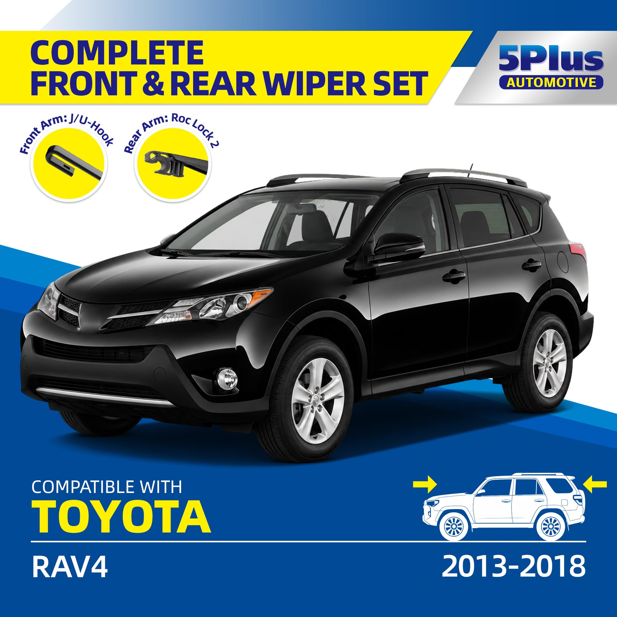 5 PLUS Custom-Fit Wipers fits Toyota Prius 2004-2009 Windshield Wipers
