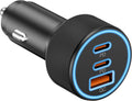 Car Charger USB C, 3 Port 67W Dual USB-C & USB-A Car Phone Charger Adapter