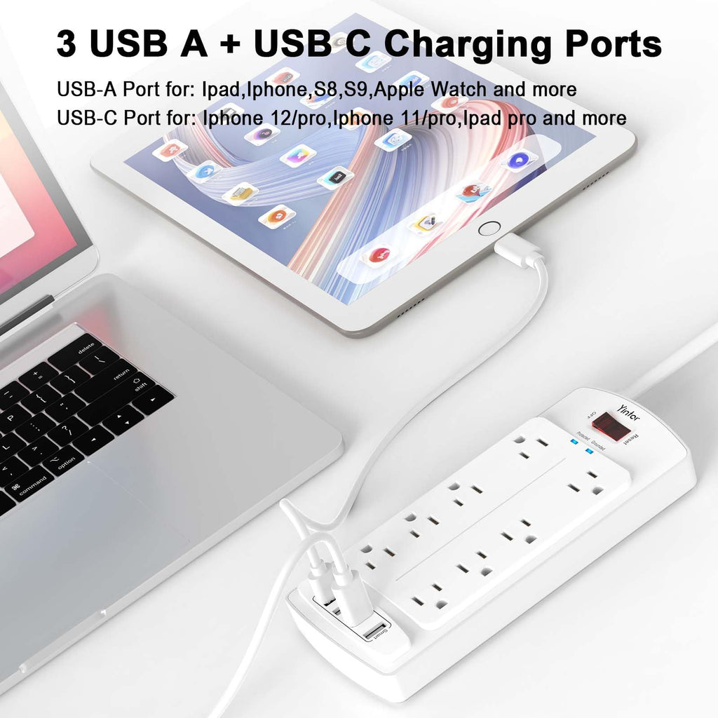Yintar 6Ft Surge Protector Power Strip with 6 Outlets & 3 USB Ports, Black
