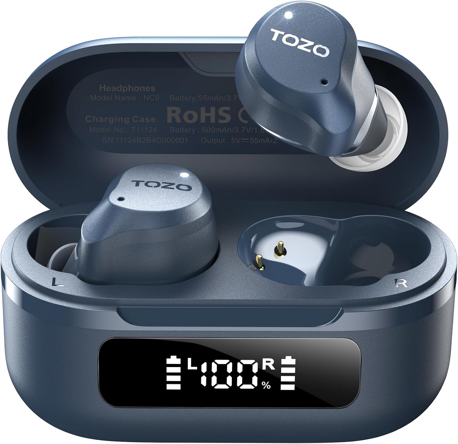 TOZO NC9 Hybrid Active Noise Cancelling Wireless Earbuds, 60H, LED Display
