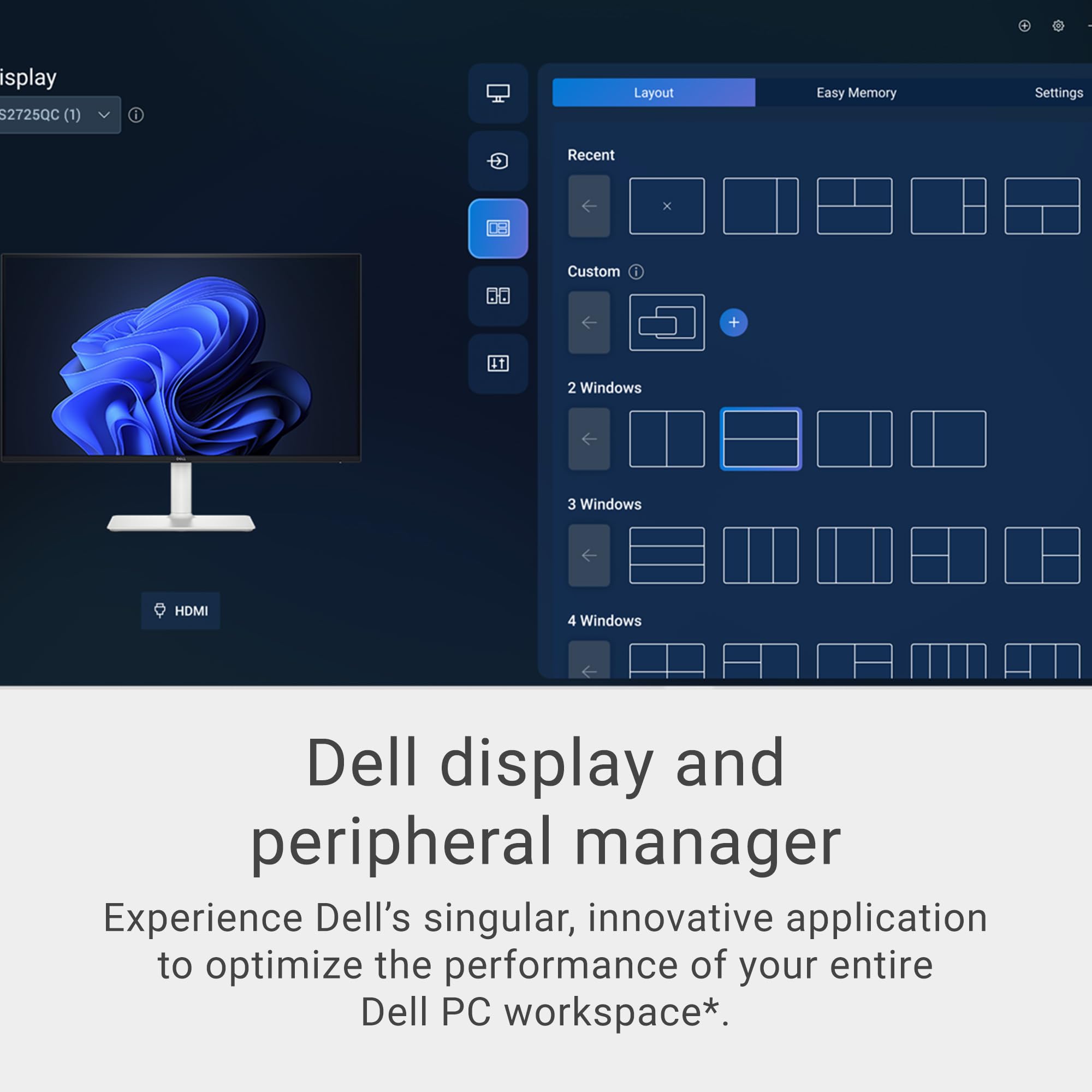 Dell 27 Monitor S2725QC, 4K UHD IPS, 120Hz, 99% sRGB, 4ms, FreeSync Premium