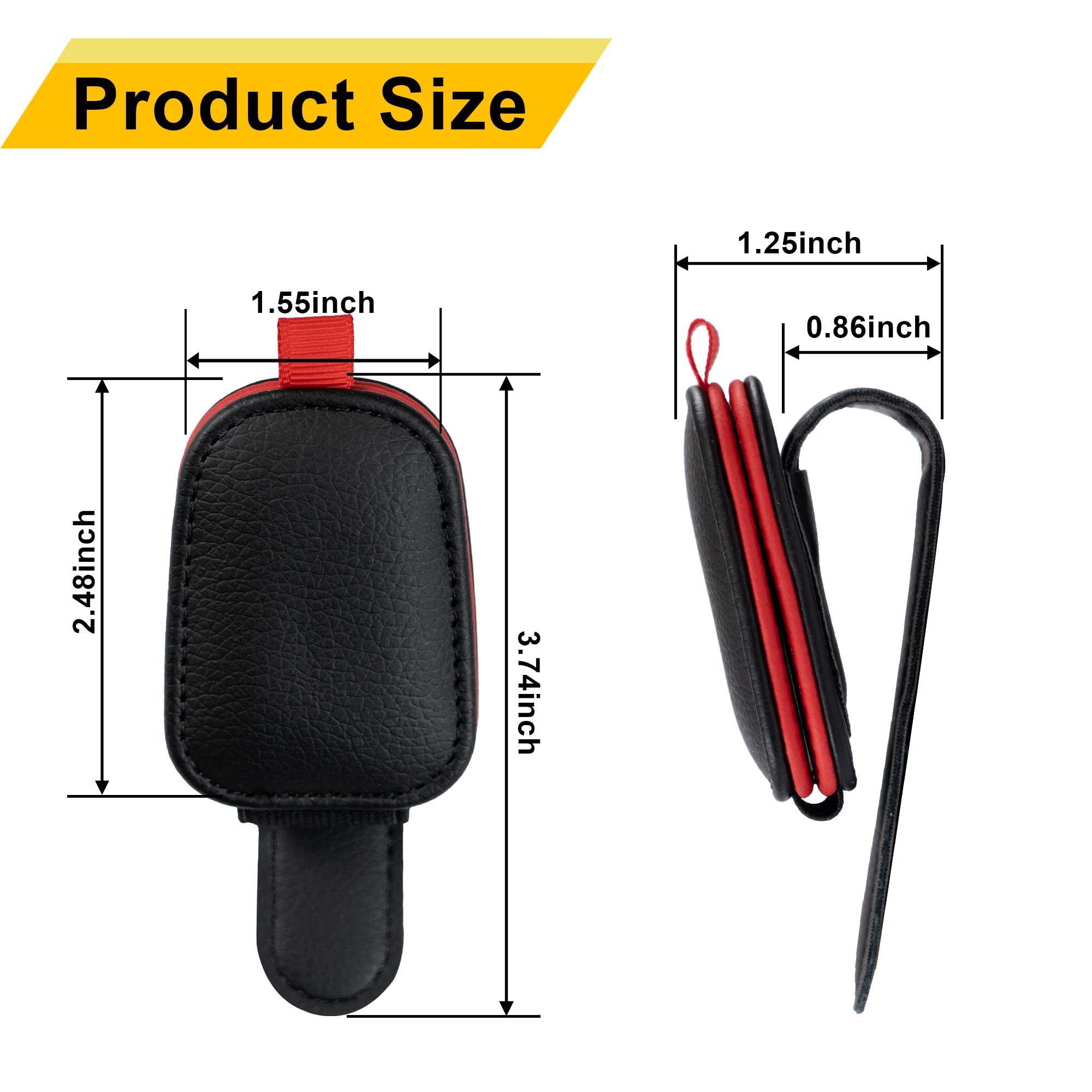 Yuoyar Magnetic Leather Sunglasses Holder for Car, 2 Packs (Black)