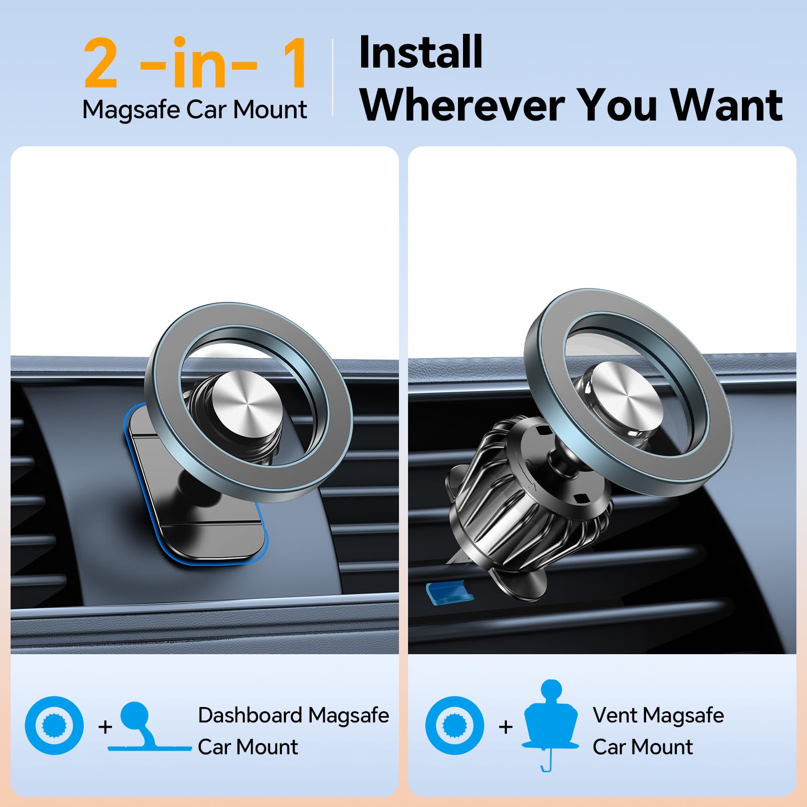 Kaistyle for Magsafe Car Mount【Strong Magnets】Magnetic Phone Holder for Car Phone Holder Mount Dash Mounted Holders Phone Holders for Your Car Accessories for Women Men for iPhone 17 Pro Max 16 15 14