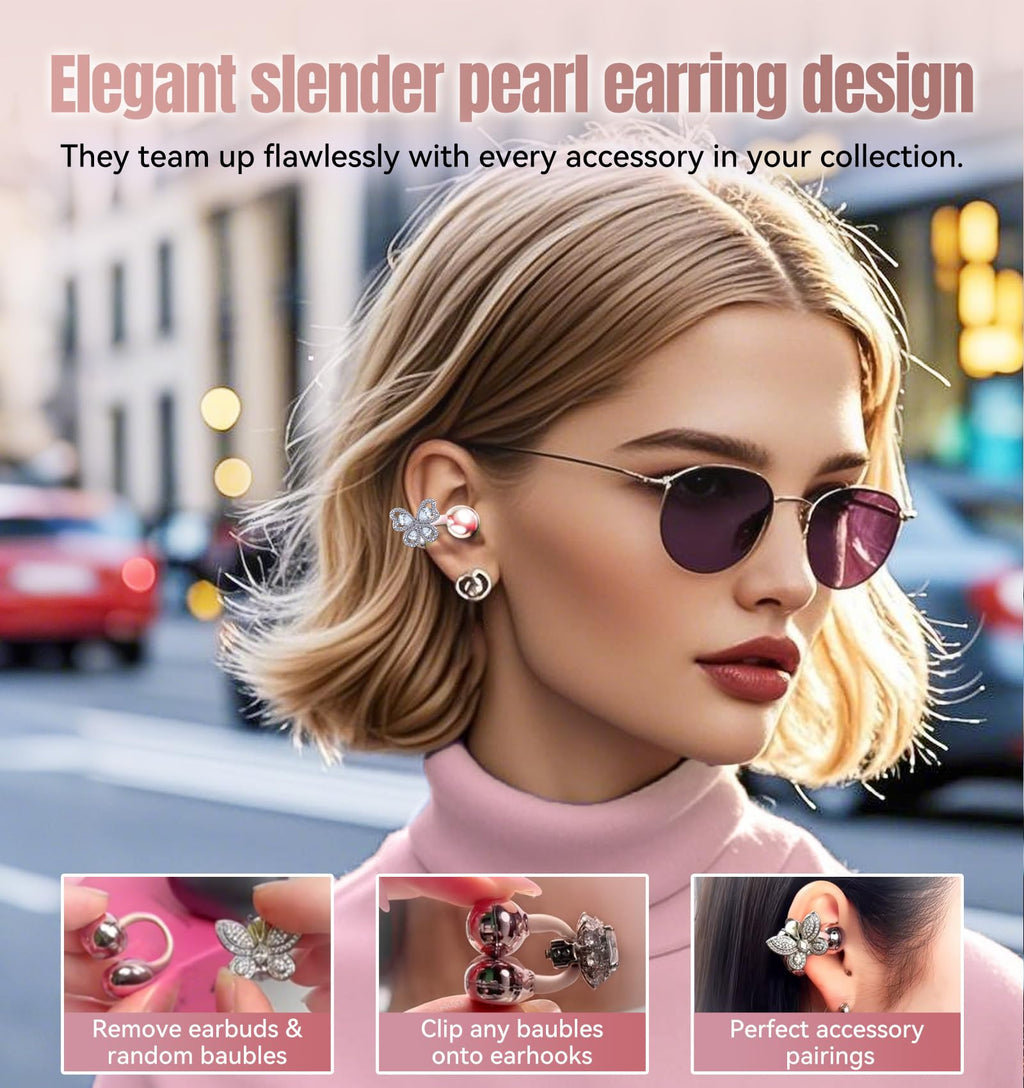 King Lucky Clip-On Earbuds Gen 3, Open-Ear Wireless Bluetooth 6.0 Headphones with Mic, Secure Fit for Small Ears & Glasses Wearers, 50H Playtime, LED Digital Display, ENC, IPX5 Waterproof (Purple)