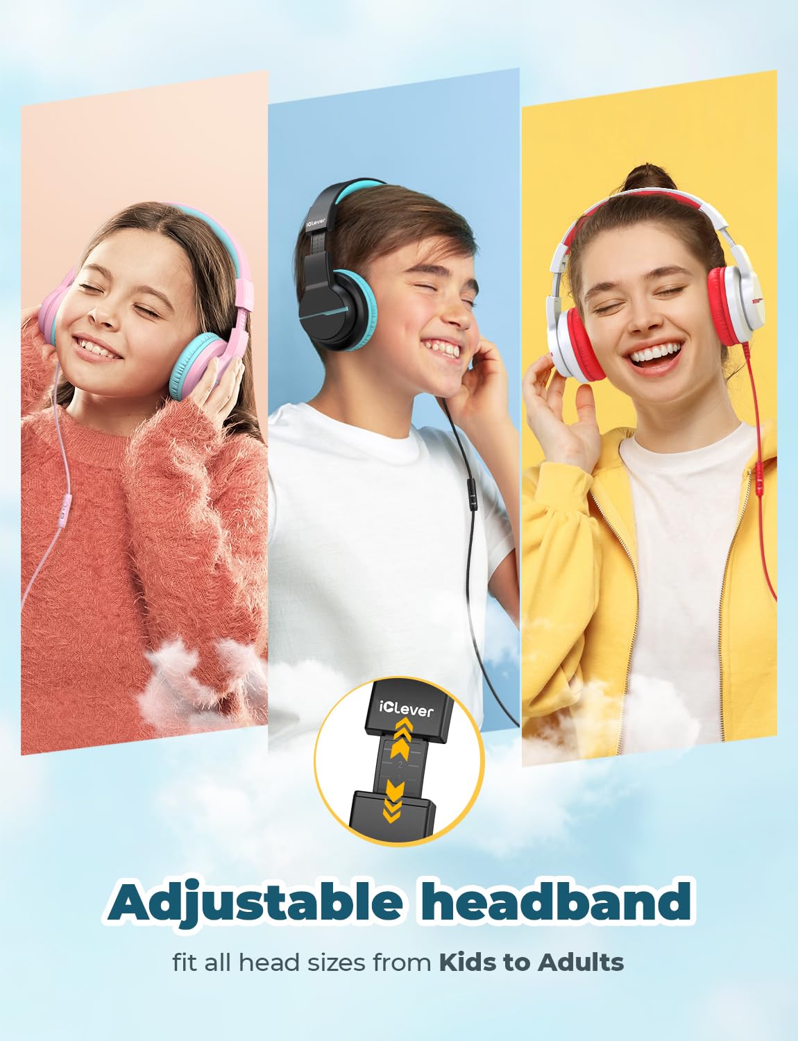 iClever HS19 Kids Headphones for School, Over-Ear for Toddler Boys Girls