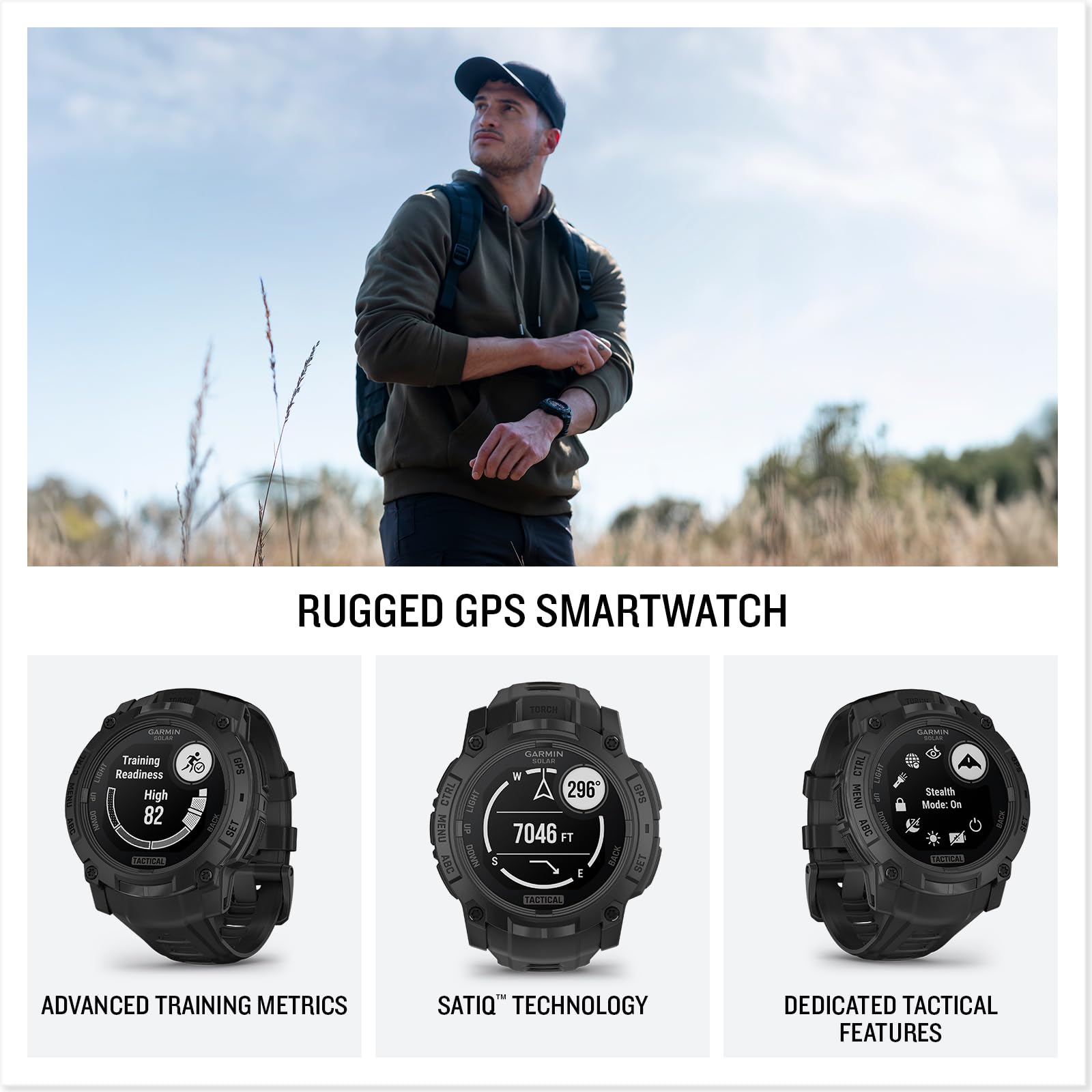 Garmin Instinct® 3 Tactical, Solar, 45mm, Black