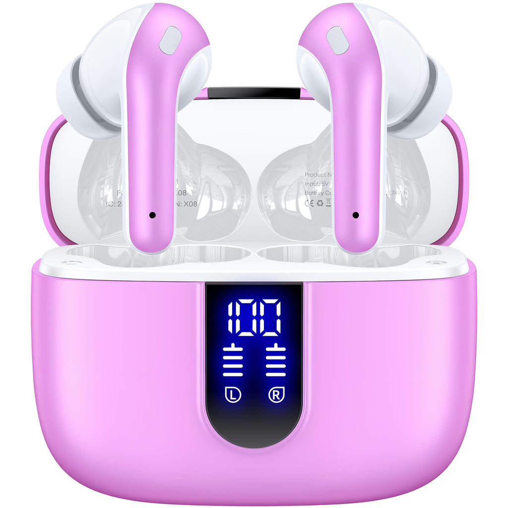 TAGRY Bluetooth Headphones True Wireless Earbuds 60H Playback LED Power Display Earphones with Wireless Charging Case IPX5 Waterproof in-Ear Ear buds with Mic for TV Smart Phone Laptop Computer Sports