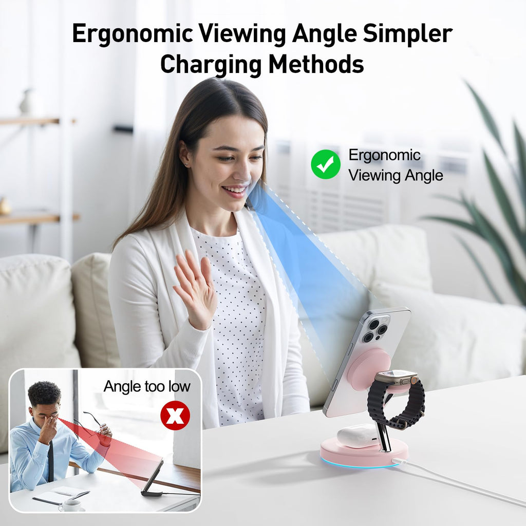 3 in 1 Mag-Safe Wireless Charger Stand for iPhone Apple Watch AirPods