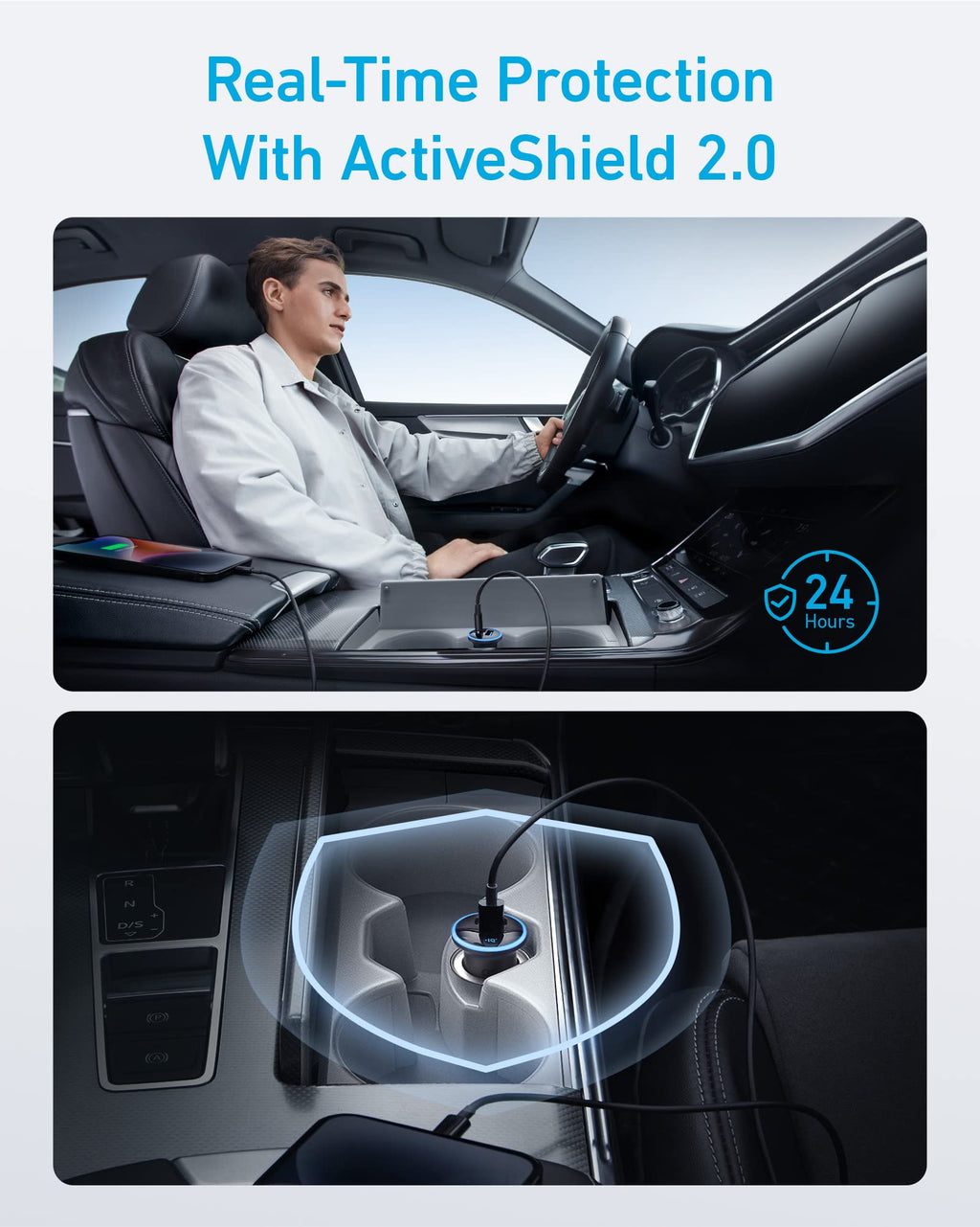 Anker 323 52.5W USB C Car Charger with 30W PowerIQ 3.0 Fast Charging