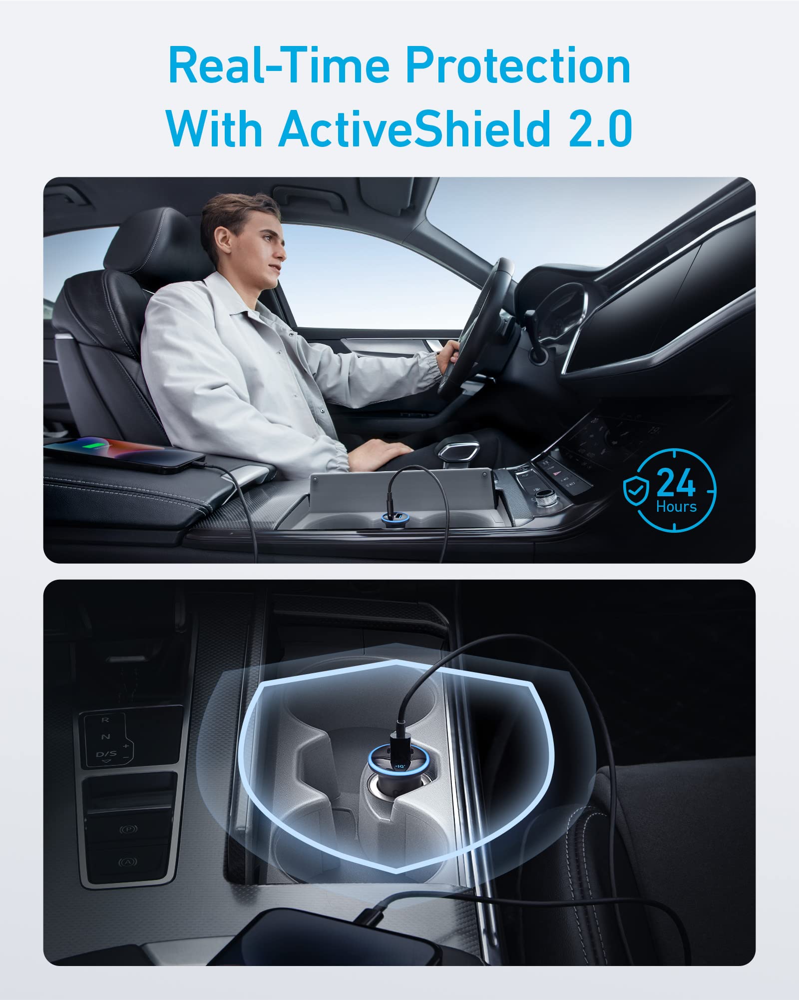 Anker 323 52.5W USB C Car Charger with 30W PowerIQ 3.0 Fast Charging
