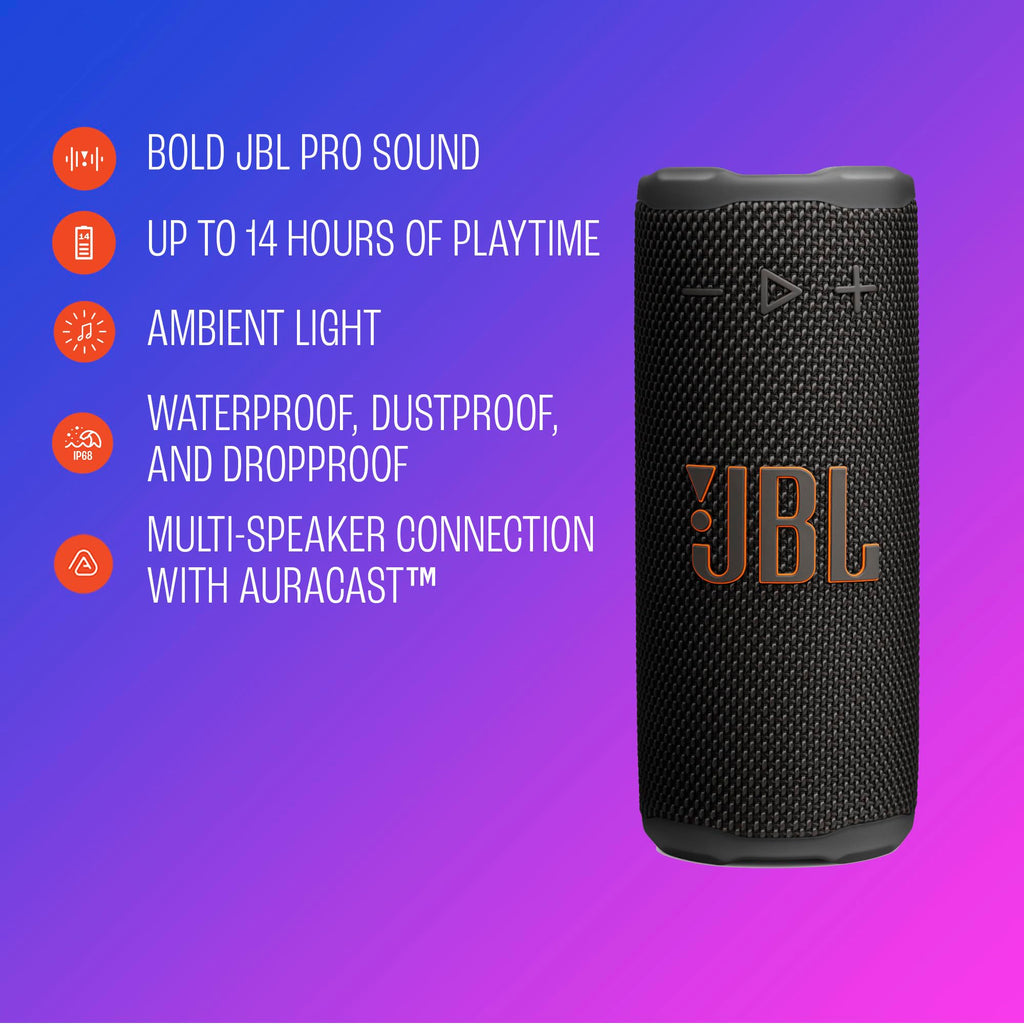 JBL Grip Portable Bluetooth Speaker, Waterproof, Ambient Light - Pink
