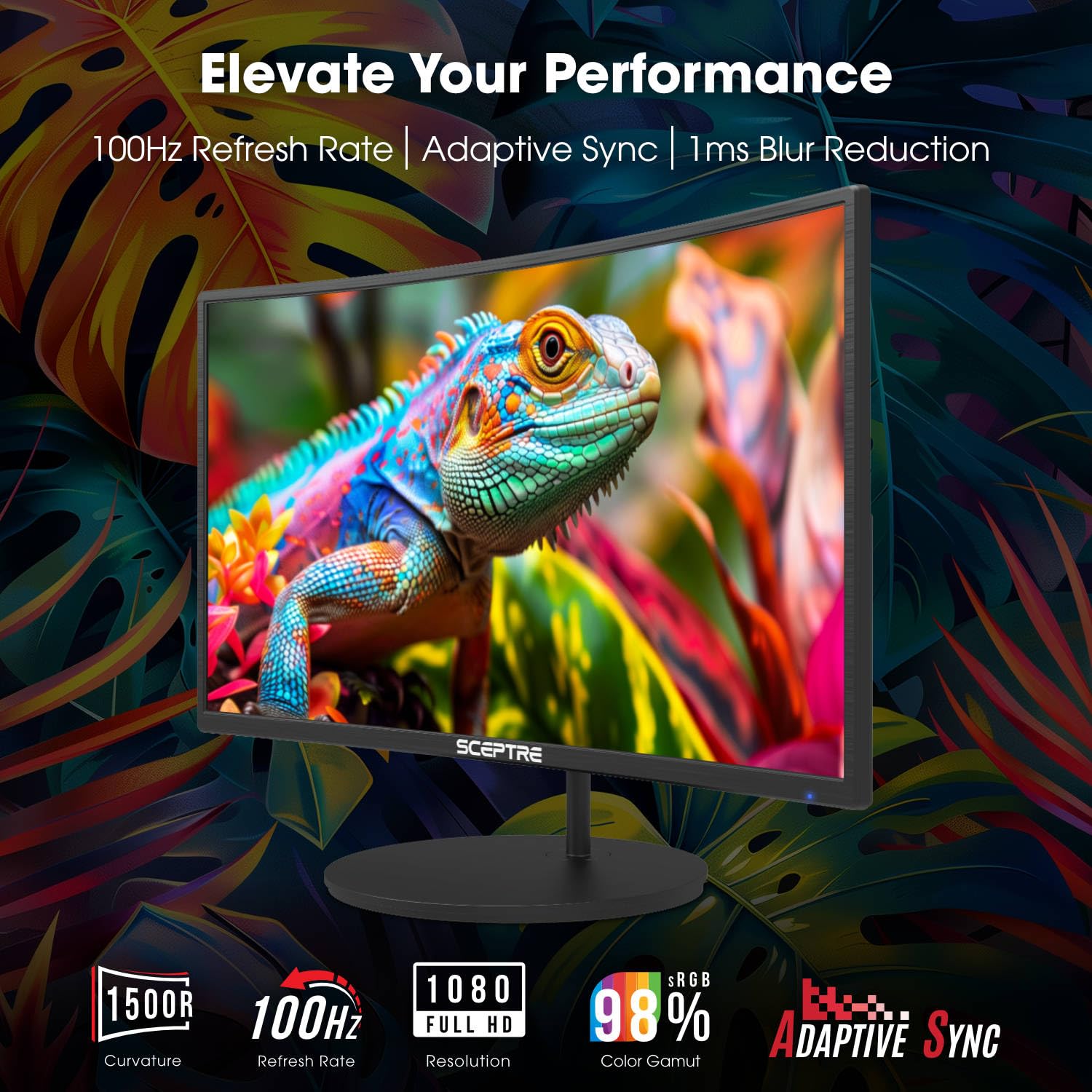 New! Sceptre Curved 24-inch Gaming Monitor 1ms 100Hz 1500R DisplayPort HDMI X2 Eye Care 100% sRGB Build-in Speakers, Machine Black 2026 (C248W-FW100T Series)