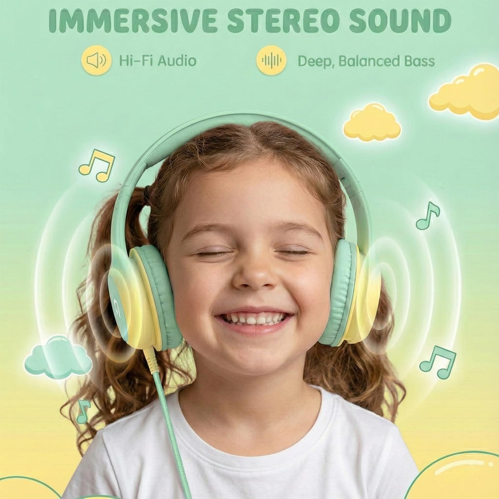 ADOOPE Wired Kids Headphones with USB C Plug, 85dB Safe Volume, Adjustable Headband, Tangle-Free Cord Headphones for School, Tablet, Travel (Light Purple & Pink, Without Microphone)
