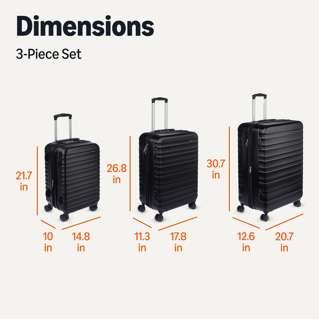 Amazon Basics 30" Hardside Large Checked Luggage, Hardshell Suitcase With Four Multi-directional Wheels, Expandable For Up to 15% More Space, Scratch-Resistant Shell, Black