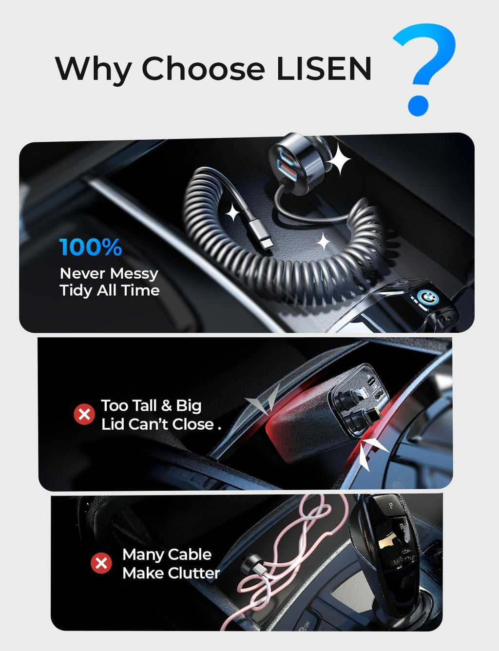LISEN 90W USB C Car Charger for iPhone 17/16/15 Series