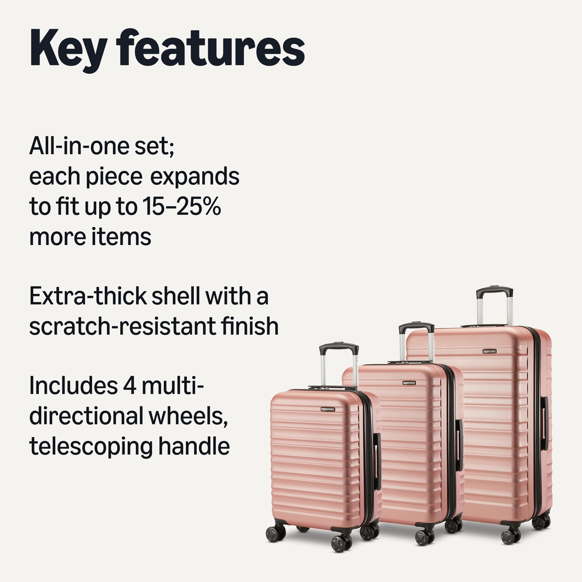 Amazon Basics 30" Hardside Large Checked Luggage, Hardshell Suitcase With Four Multi-directional Wheels, Expandable For Up to 15% More Space, Scratch-Resistant Shell, Black