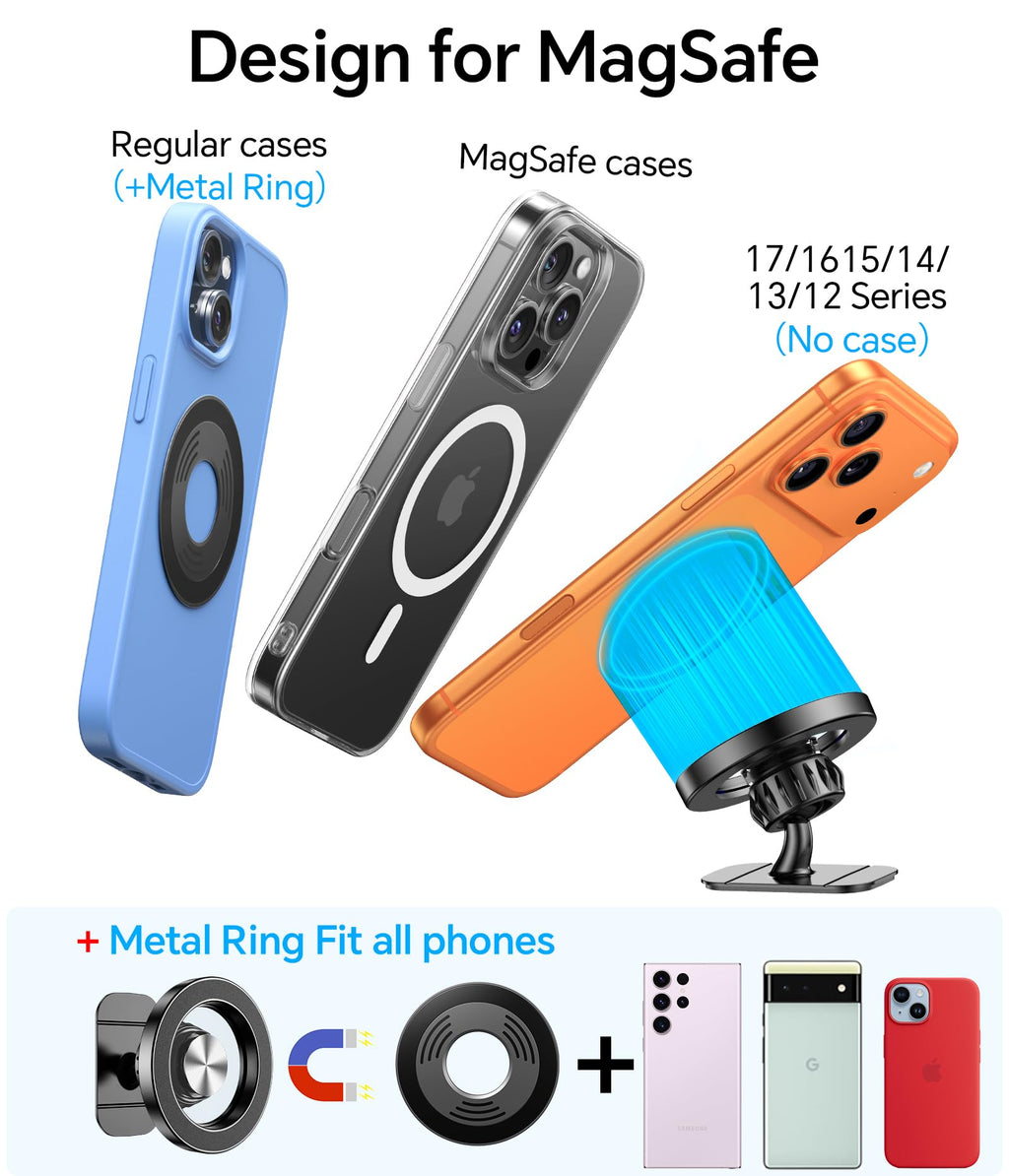 Kaistyle for Magsafe Car Mount【Strong Magnets】Magnetic Phone Holder for Car Phone Holder Mount Dash Mounted Holders Phone Holders for Your Car Accessories for Women Men for iPhone 17 Pro Max 16 15 14