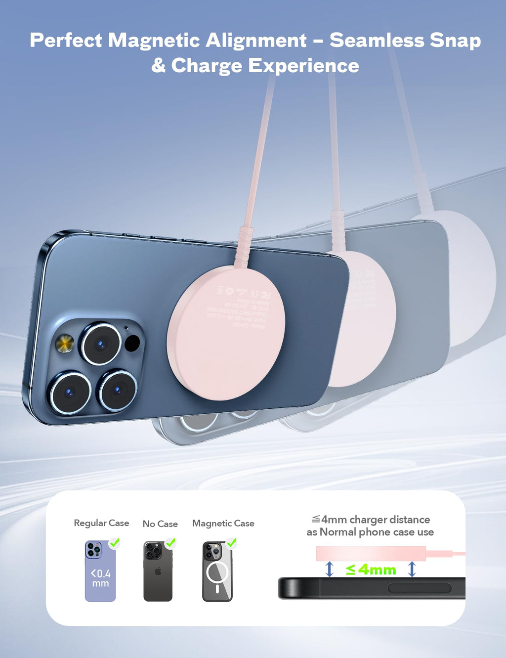 Magsafe Charger Magnetic Wireless Charge iPhone: Strong Magnet Charging Pad