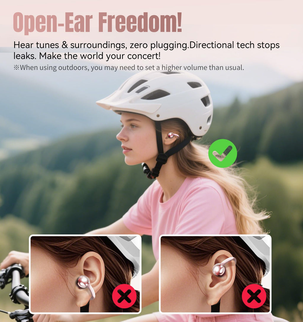 King Lucky Clip-On Earbuds Gen 3, Open-Ear Wireless Bluetooth 6.0 Headphones with Mic, Secure Fit for Small Ears & Glasses Wearers, 50H Playtime, LED Digital Display, ENC, IPX5 Waterproof (Purple)