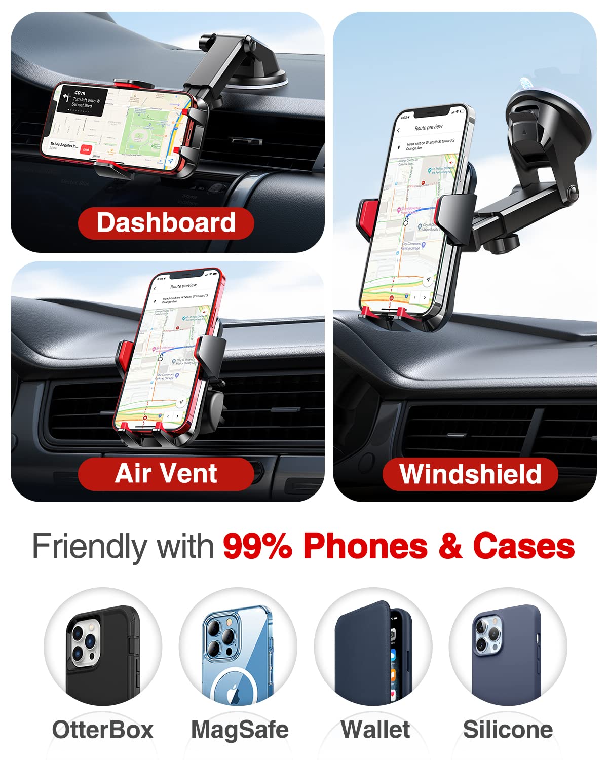 VANMASS【85+LBS Strongest Suction & Military-Grade Ultimate Car Phone Mount