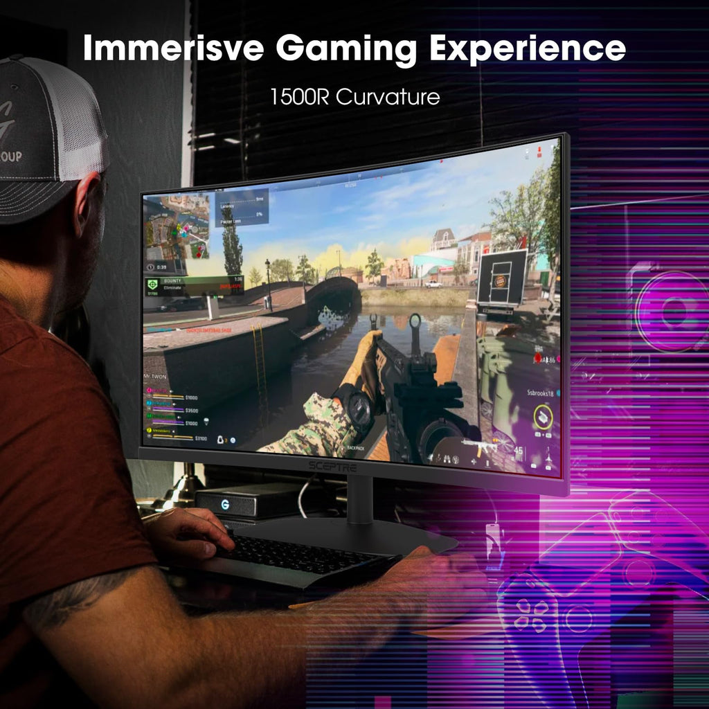 New! Sceptre Curved 24-inch Gaming Monitor 1ms 100Hz 1500R DisplayPort HDMI X2 Eye Care 100% sRGB Build-in Speakers, Machine Black 2026 (C248W-FW100T Series)