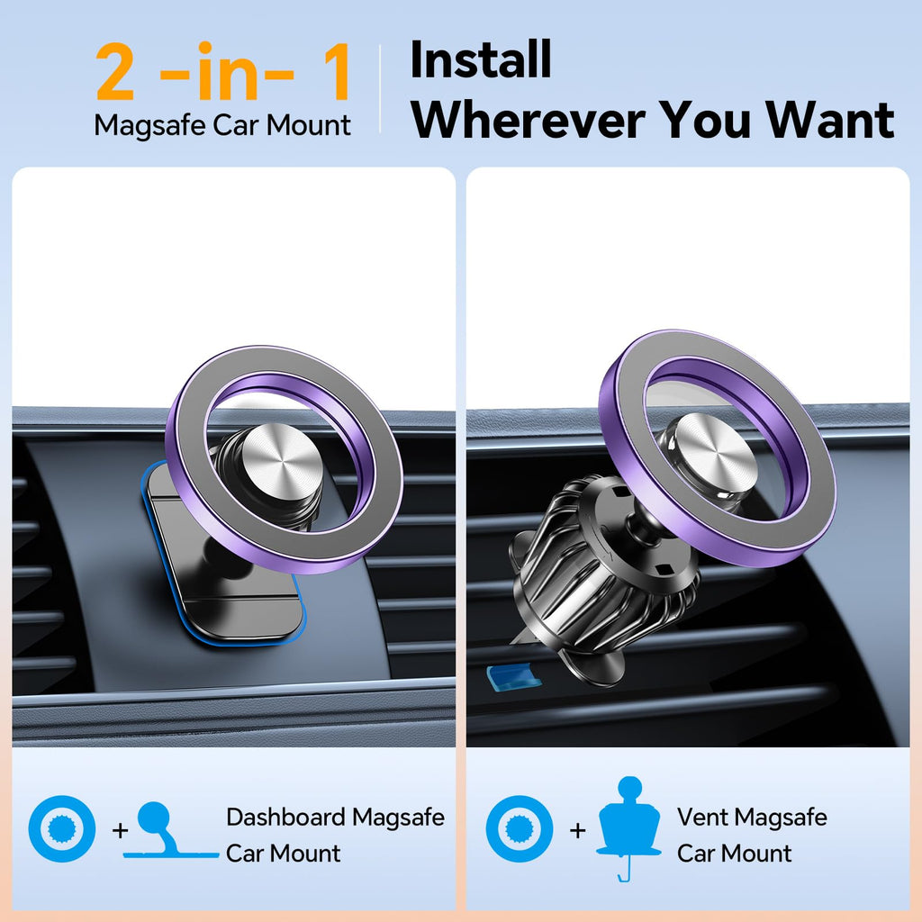 Kaistyle for Magsafe Car Mount【Strong Magnets】Magnetic Phone Holder for Car Phone Holder Mount Dash Mounted Holders Phone Holders for Your Car Accessories for Women Men for iPhone 17 Pro Max 16 15 14