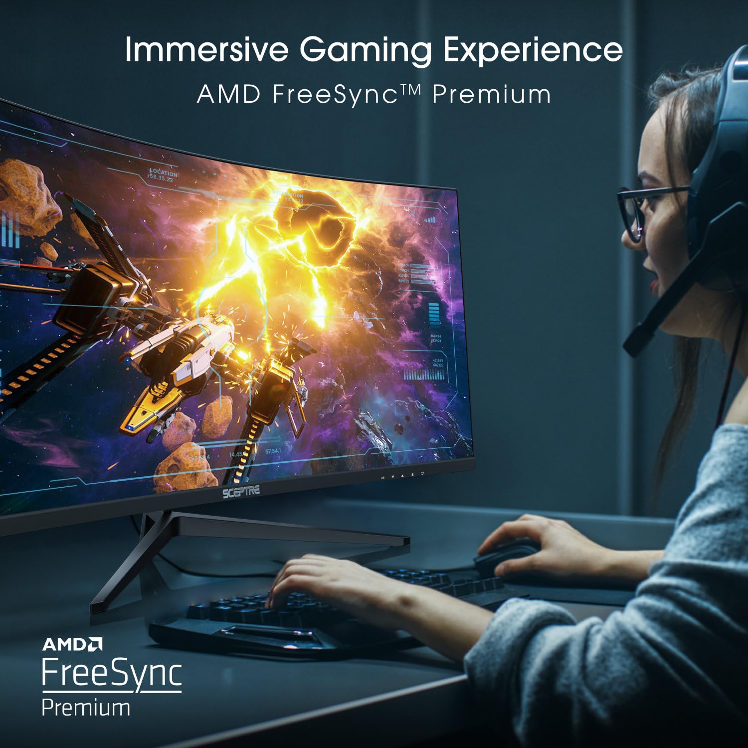 Sceptre 27-inch Prime Gaming Monitor 100Hz 1ms DisplayPort HDMI x2 100% sRGB AMD FreeSync Build-in Speakers, Eye Care Frameless Machine Black 2025 (E275W-FW100T Series)