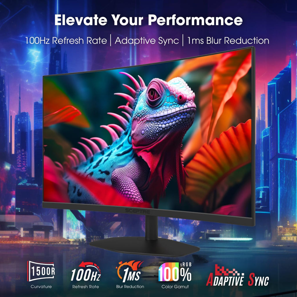 New! Sceptre Curved 24-inch Gaming Monitor 1ms 100Hz 1500R DisplayPort HDMI X2 Eye Care 100% sRGB Build-in Speakers, Machine Black 2026 (C248W-FW100T Series)