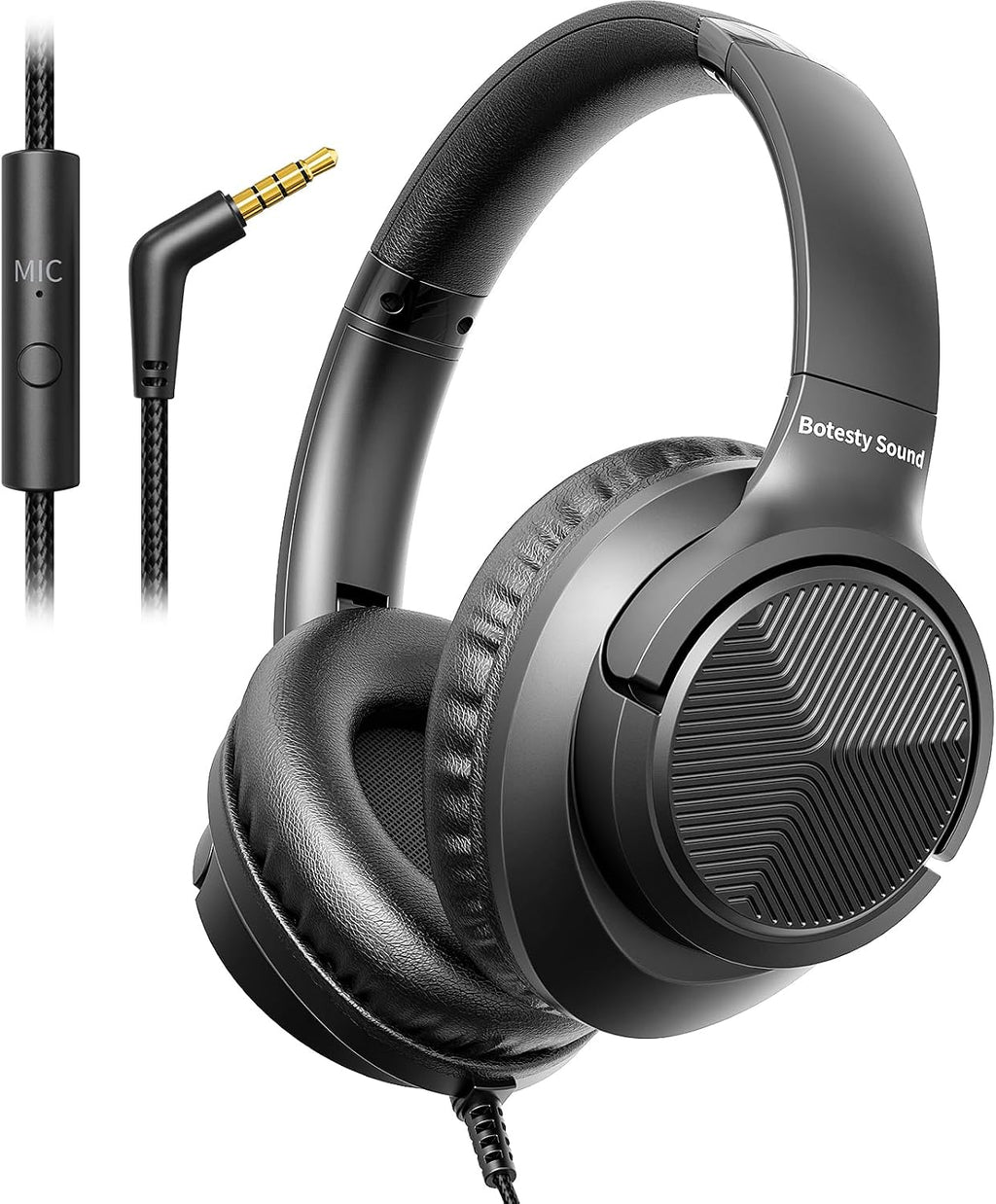 Headphones Wired with Microphone for School, 3.5mm Corded Headphones, Black