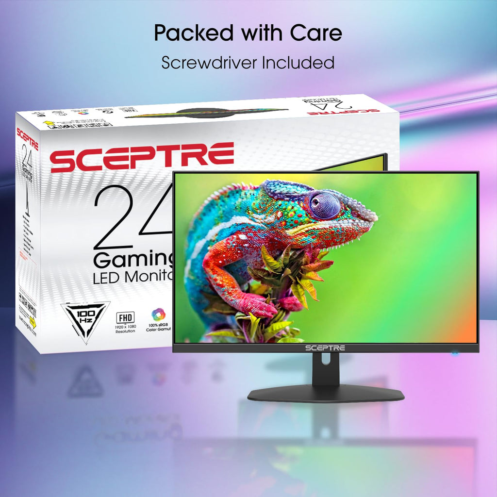 Sceptre 27-inch Prime Gaming Monitor 100Hz 1ms DisplayPort HDMI x2 100% sRGB AMD FreeSync Build-in Speakers, Eye Care Frameless Machine Black 2025 (E275W-FW100T Series)