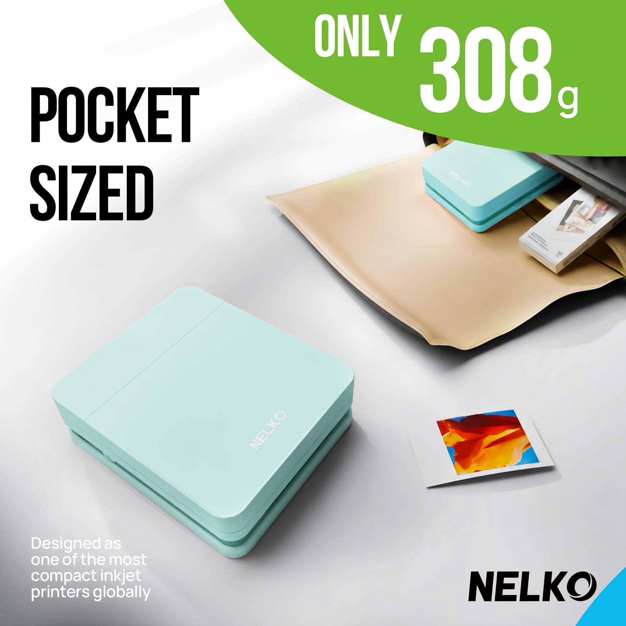 Nelko PP01 Photo Printer, 2x3 Portable Photo Printer, Mini Printer, Beige