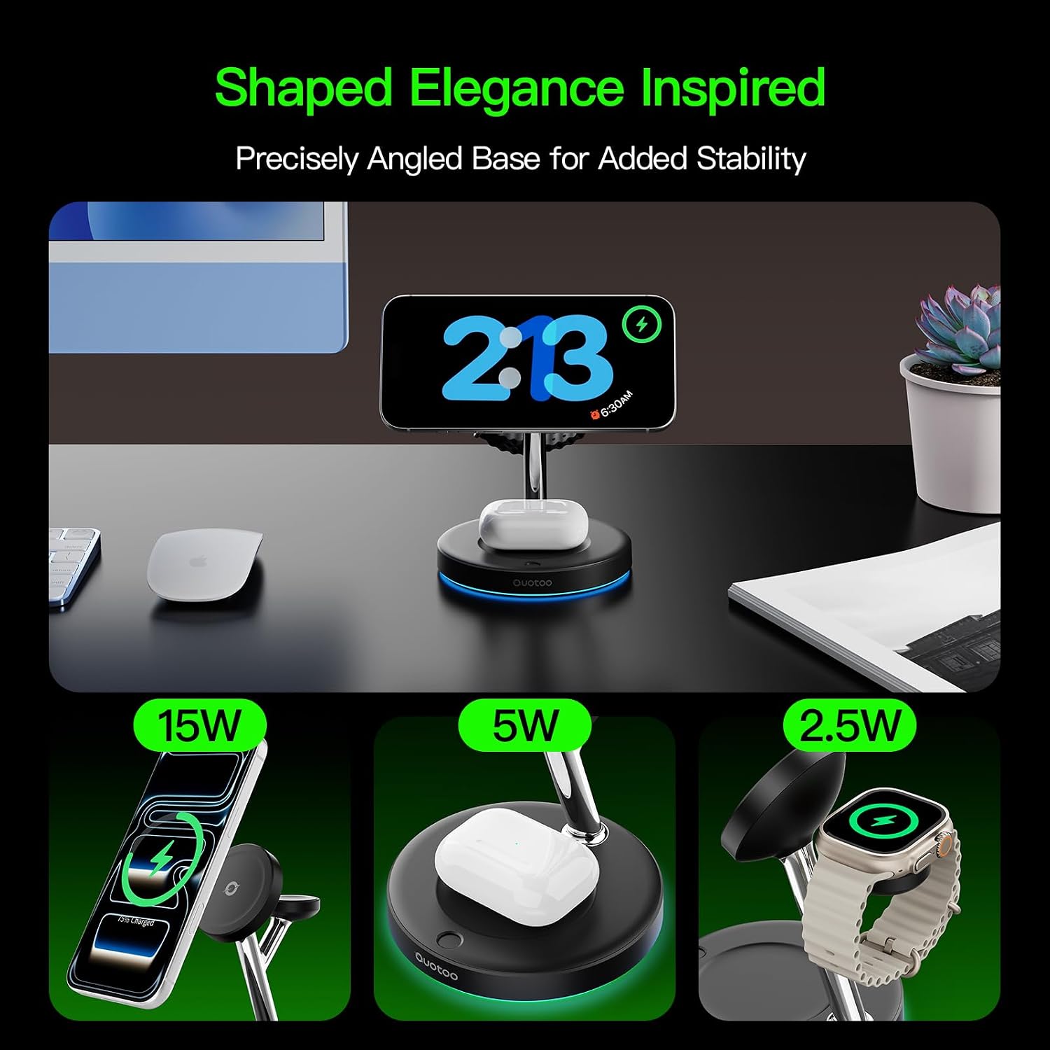3 in 1 Mag-Safe Wireless Charger Stand for iPhone Apple Watch AirPods
