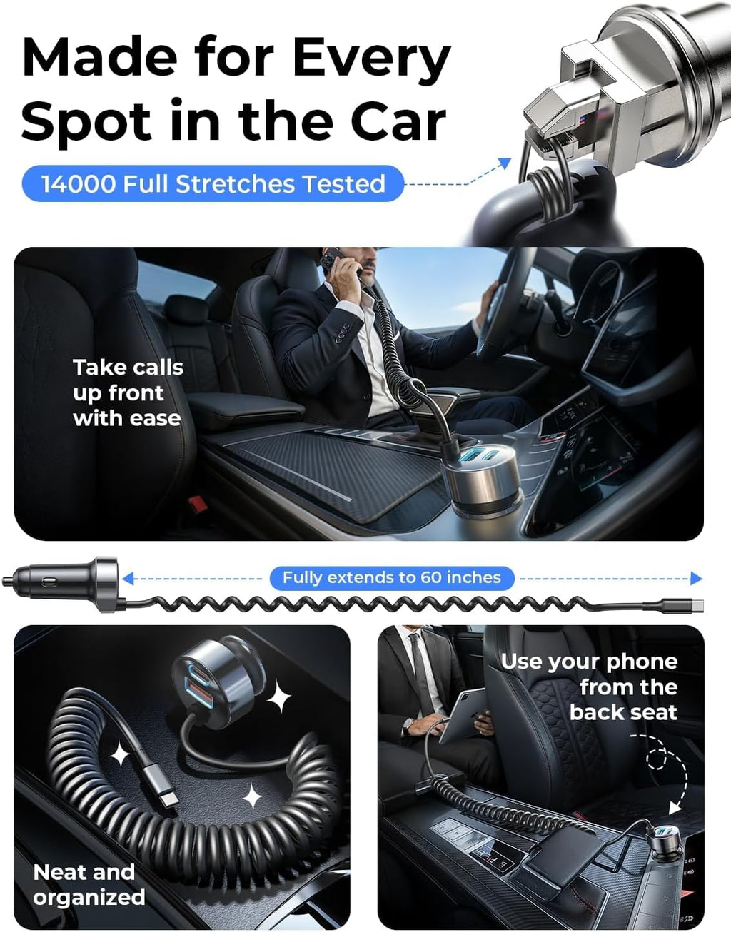 LISEN 90W USB C Car Charger for iPhone 17/16/15 Series