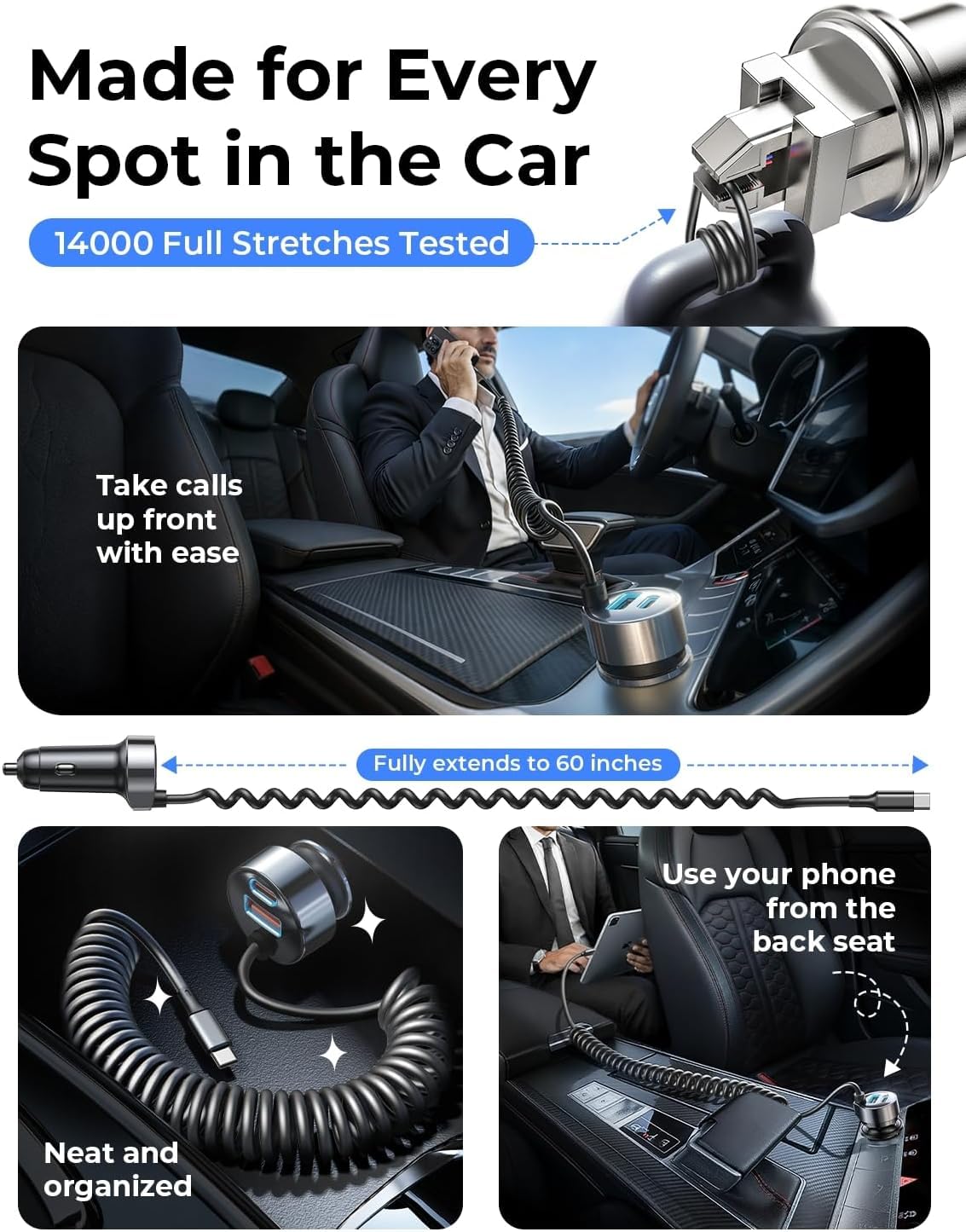 LISEN 90W USB C Car Charger for iPhone 17/16/15 Series