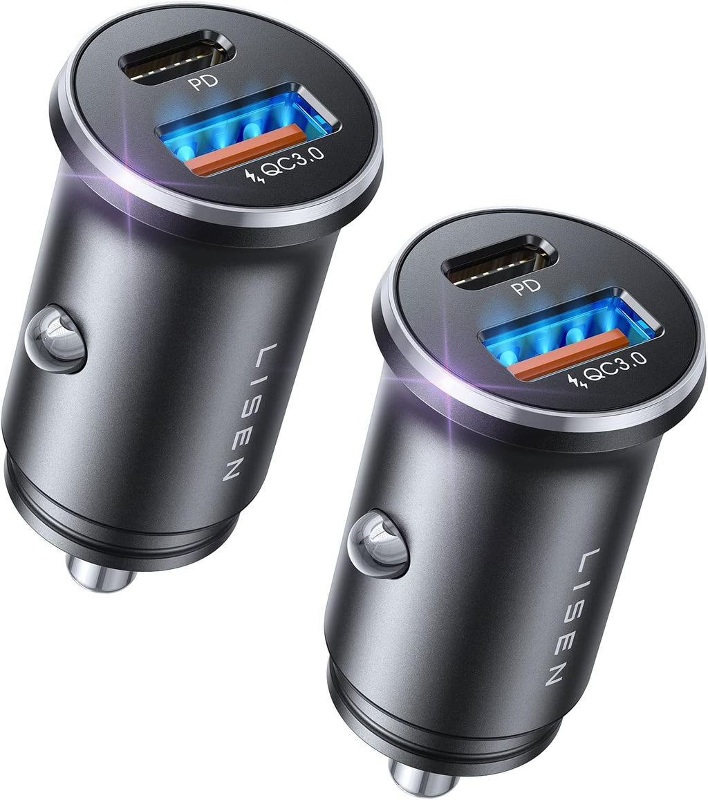 LISEN Car Charger USB C, 69W Cigarette Lighter USB Charger Adapter, 2 Pack