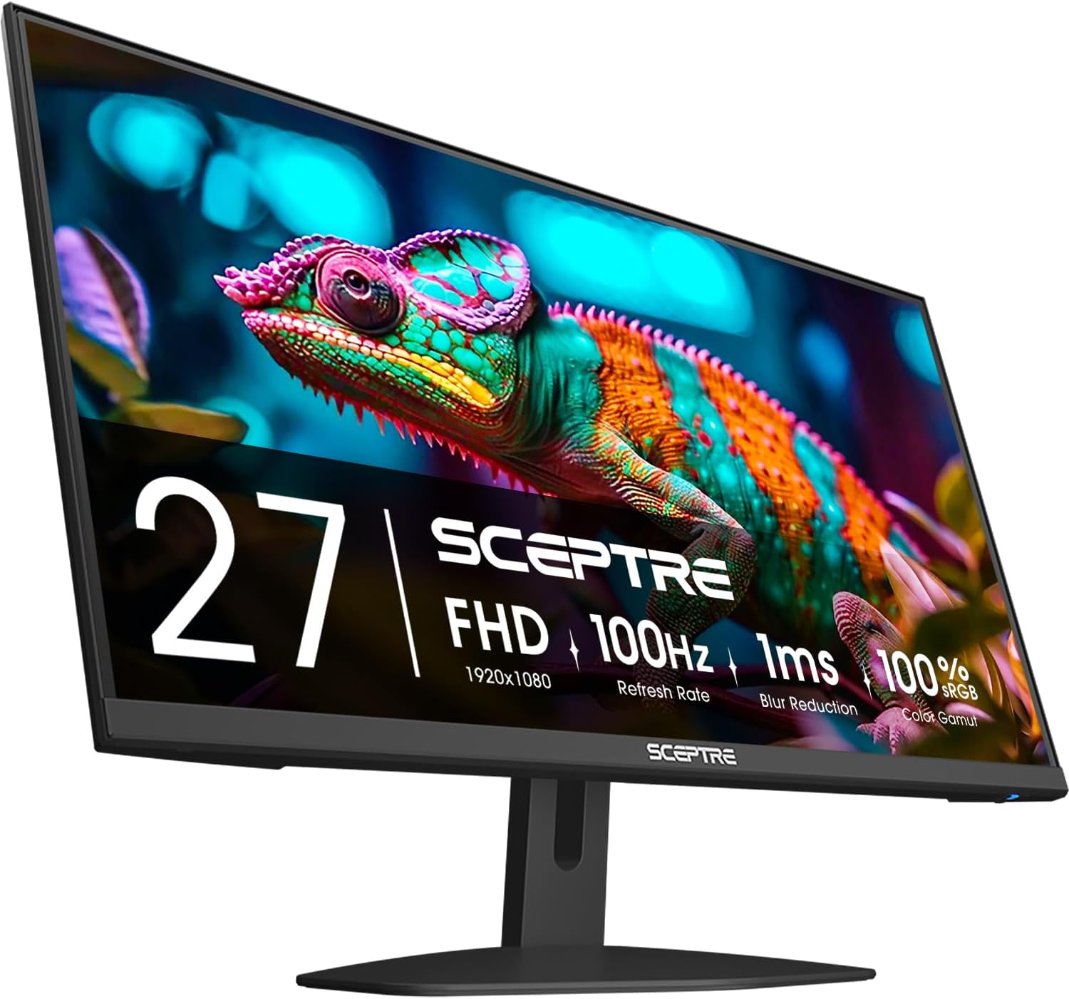 Sceptre 27-inch Prime Gaming Monitor 100Hz 1ms DisplayPort HDMI x2 100% sRGB AMD FreeSync Build-in Speakers, Eye Care Frameless Machine Black 2025 (E275W-FW100T Series)