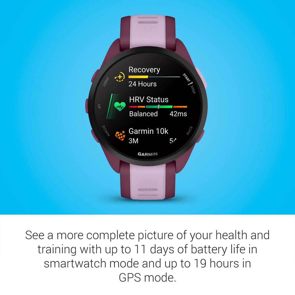Garmin Forerunner® 165, Running Smartwatch, 43mm, Black