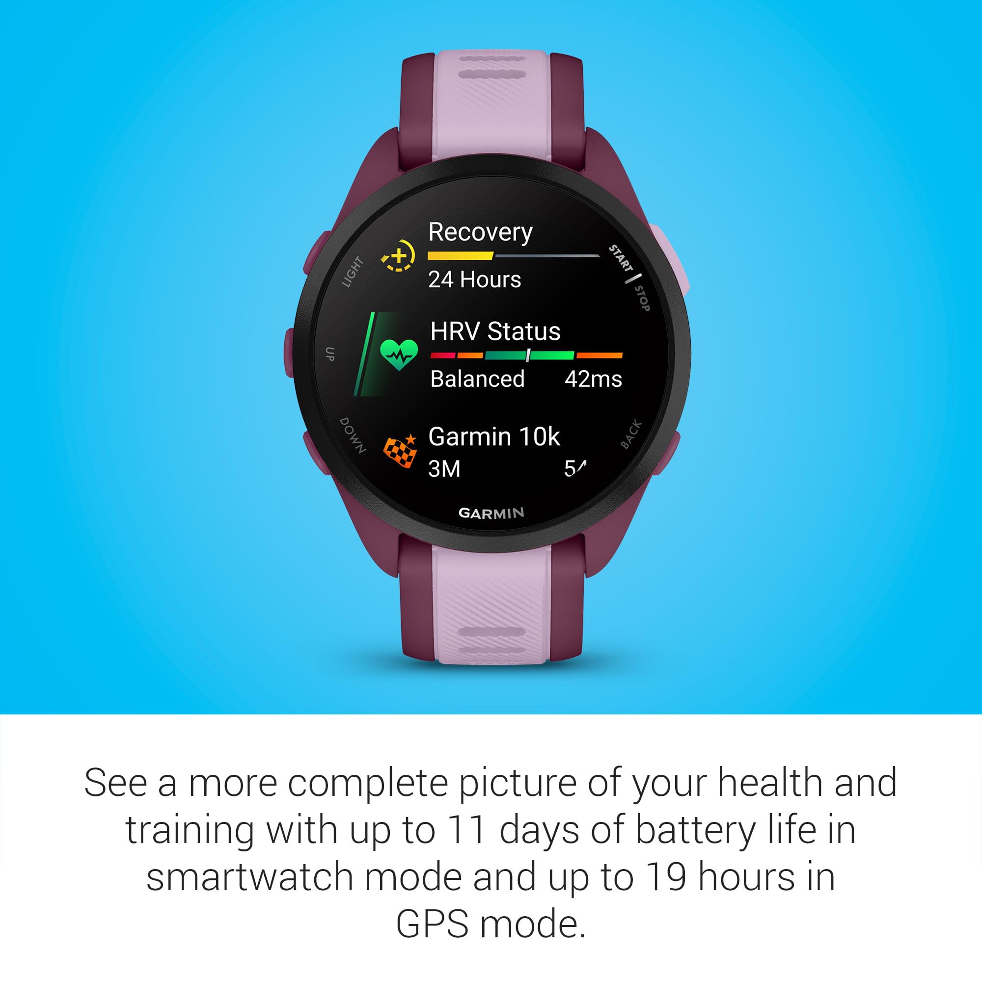 Garmin Forerunner® 165, Running Smartwatch, 43mm, Black