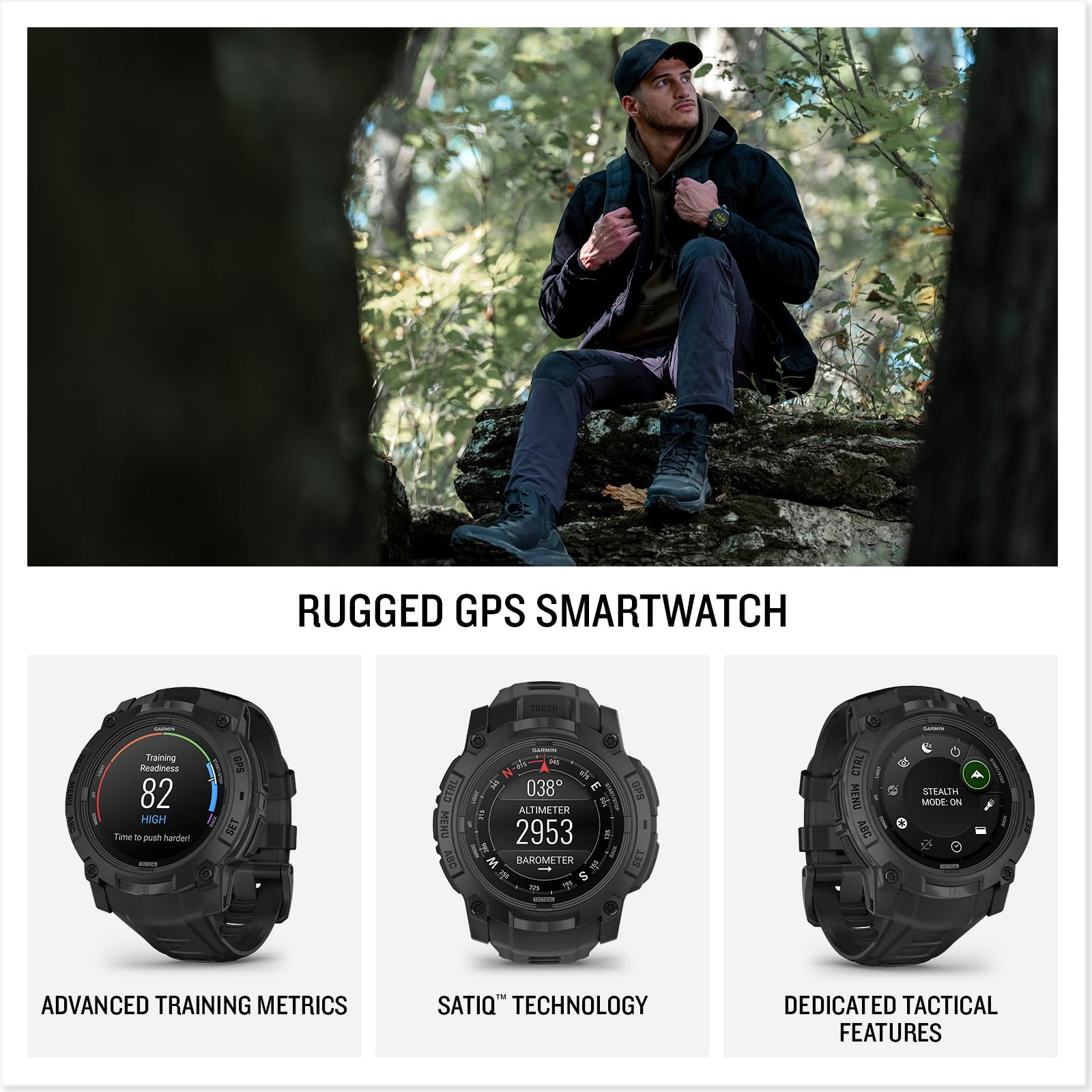 Garmin Instinct® 3 Tactical, Solar, 45mm, Black