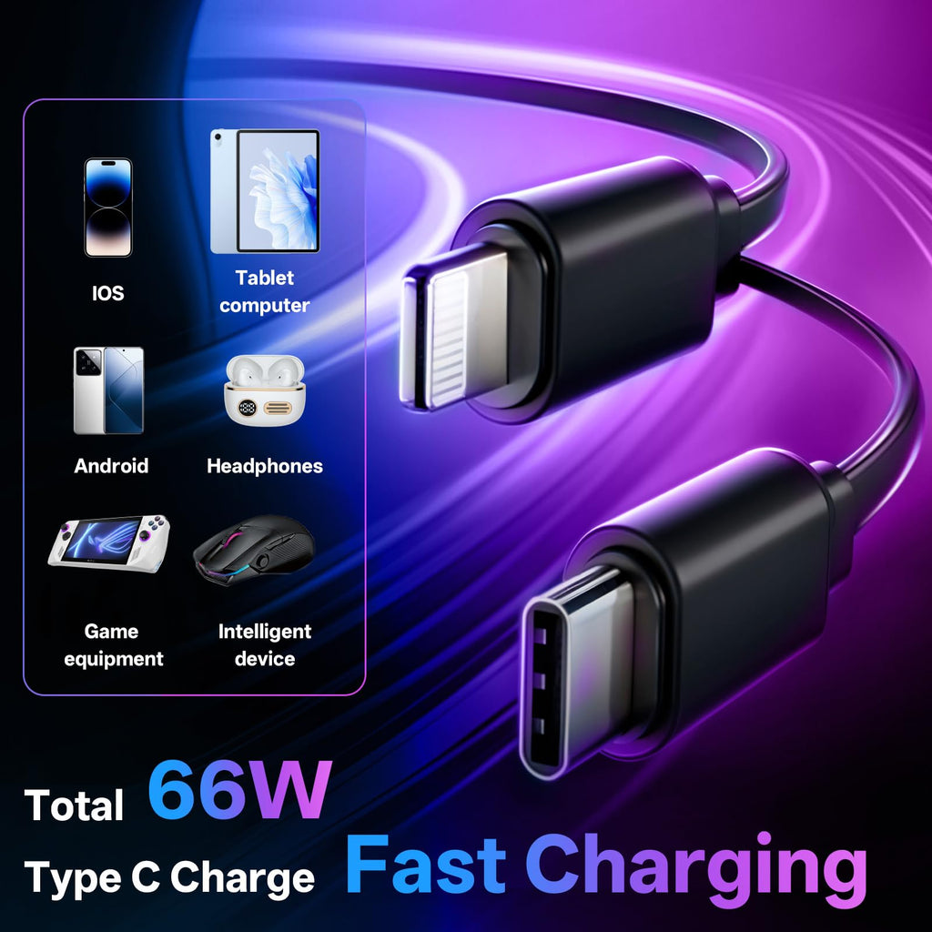 Retractable Car Charger,4 in 1 Fast Charging Car Charger with USB-C & USB-A