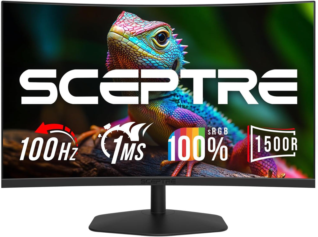 New! Sceptre Curved 24-inch Gaming Monitor 1ms 100Hz 1500R DisplayPort HDMI X2 Eye Care 100% sRGB Build-in Speakers, Machine Black 2026 (C248W-FW100T Series)