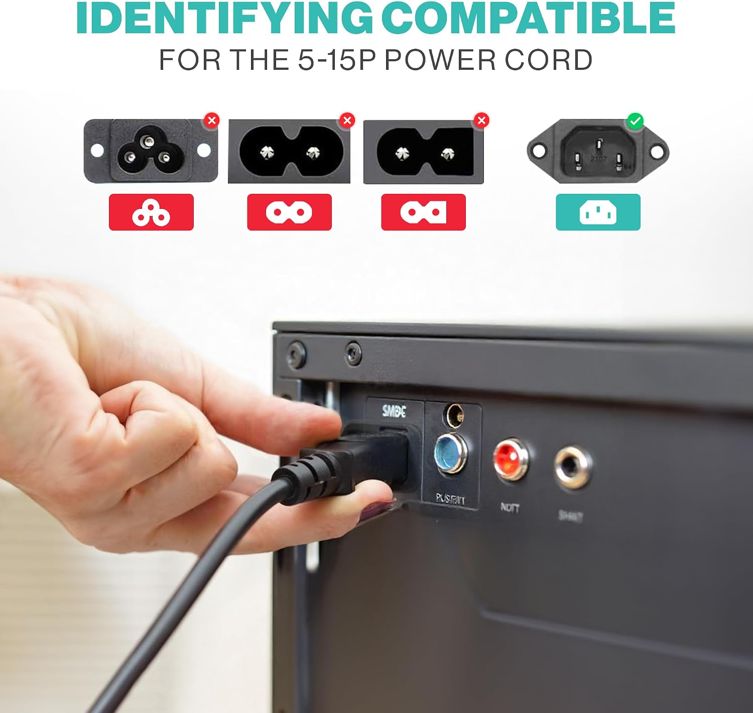 20ft 3 Prong Computer Power Cord |125V| Standard Replacement AC Electric Cable for Monitor, TV, Computer, Desktop, PC, Printer