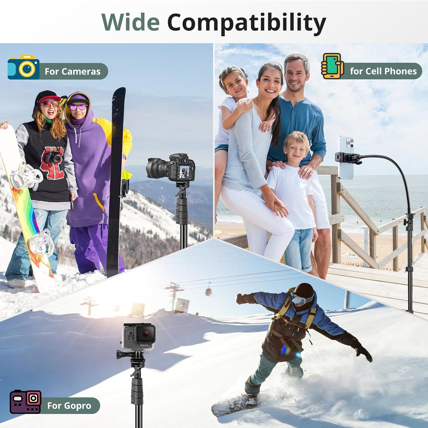 SENSYNE 72" Phone Tripod & Selfie Stick, Extendable Cell Phone Tripod Stand with Wireless Remote and Phone Holder, Compatible with iPhone Android Phone, Camera, Pink