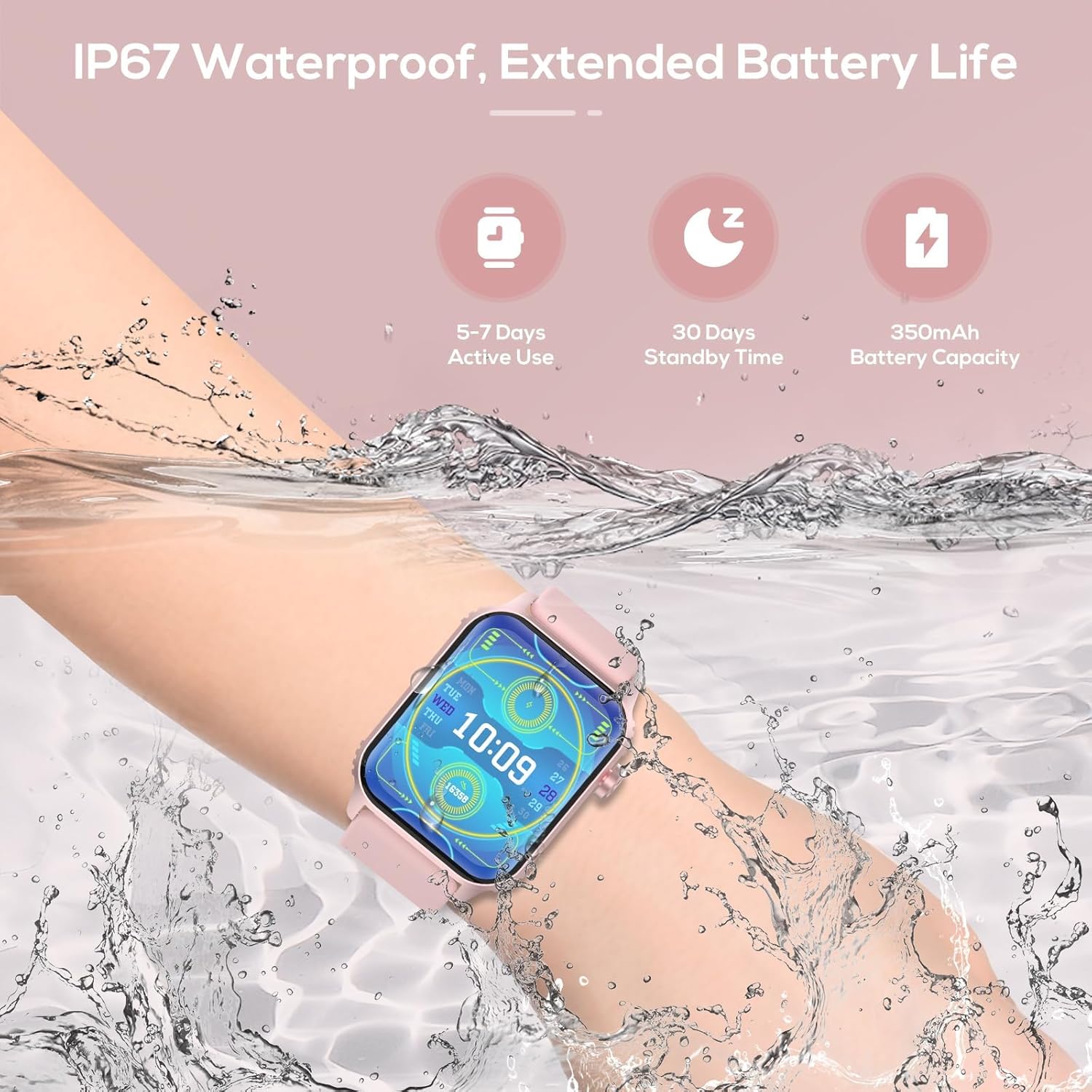 Smart Watch for Women, 120 Sports Modes Smartwatch with 1.83" HD, Alexa Built-in, Heart Rate/Sleep Monitor, IP67 Waterproof, Bluetooth Call & Music Control Fitness Watch for iPhone/Android (Pink)