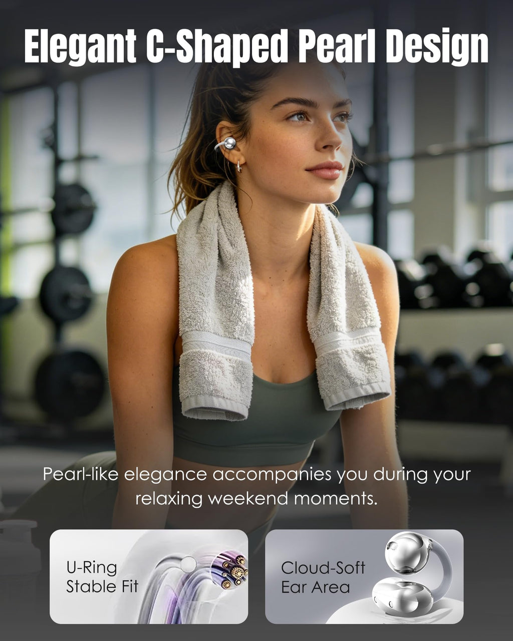 King Lucky Clip-On Earbuds Gen 3, Open-Ear Wireless Bluetooth 6.0 Headphones with Mic, Secure Fit for Small Ears & Glasses Wearers, 50H Playtime, LED Digital Display, ENC, IPX5 Waterproof (Purple)