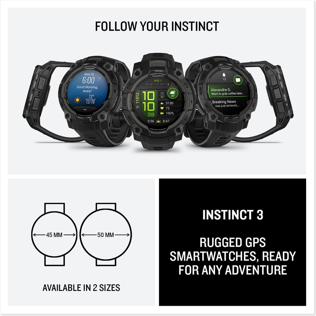 Garmin Instinct® 3 Tactical, Solar, 45mm, Black