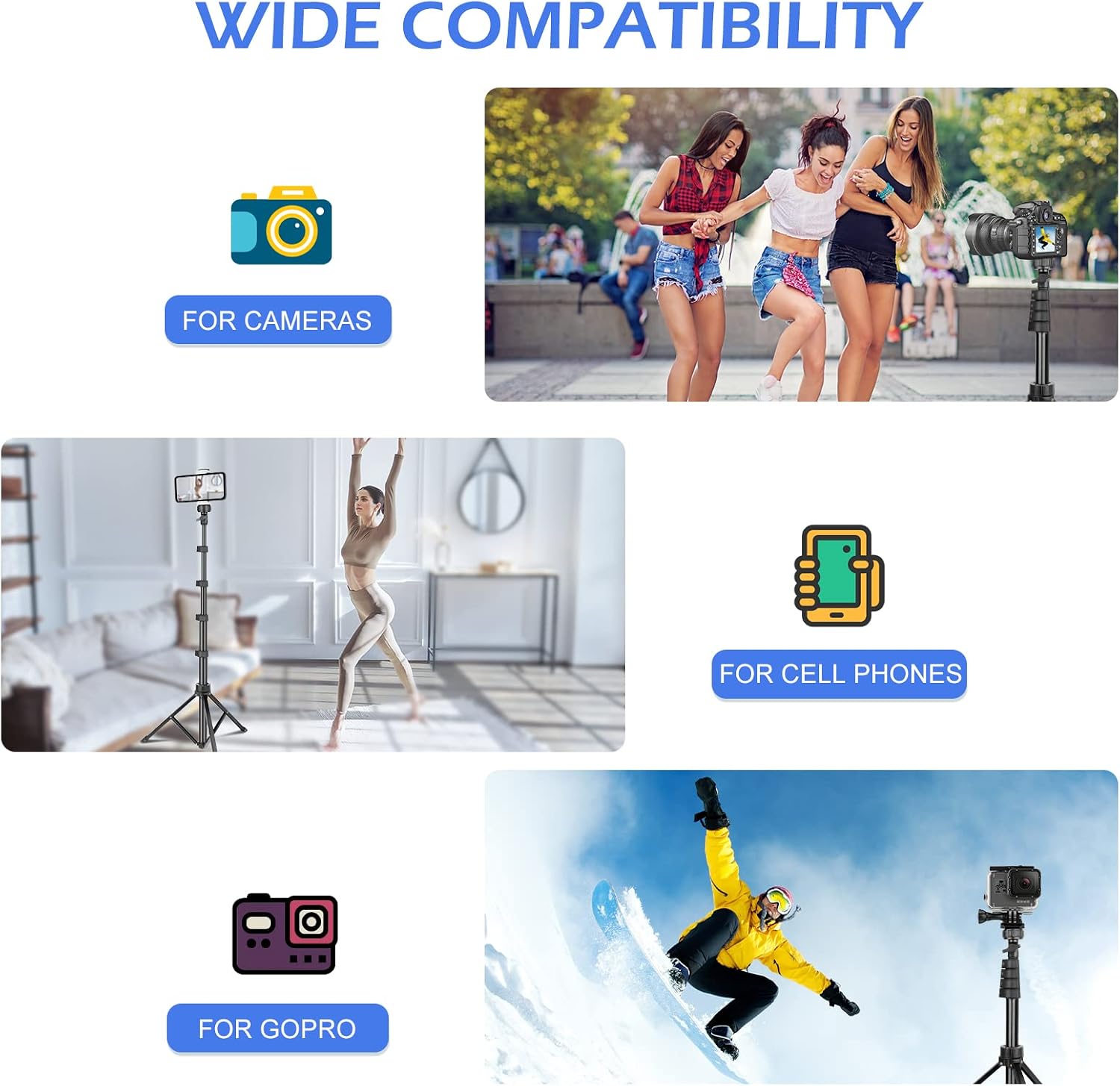 SENSYNE 72" Phone Tripod & Selfie Stick, Extendable Cell Phone Tripod Stand with Wireless Remote and Phone Holder, Compatible with iPhone Android Phone, Camera, Pink