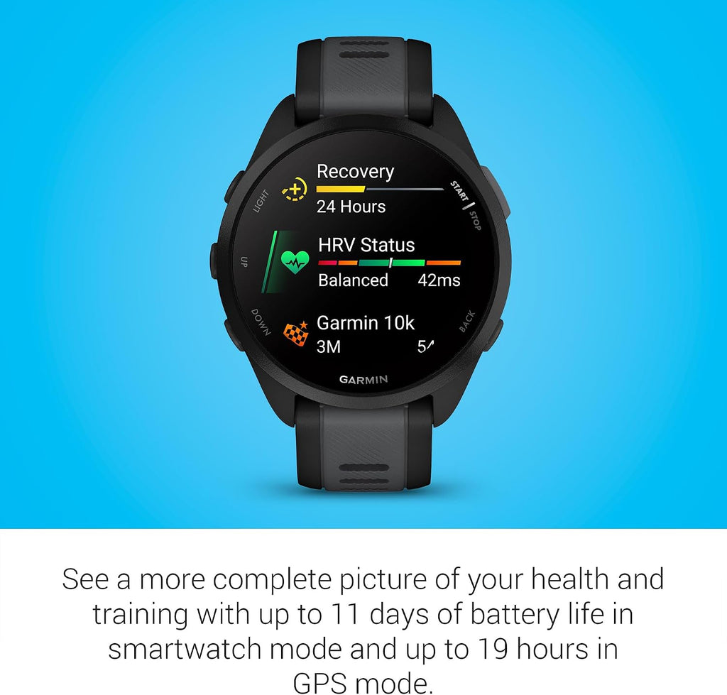 Garmin Forerunner® 165, Running Smartwatch, 43mm, Black